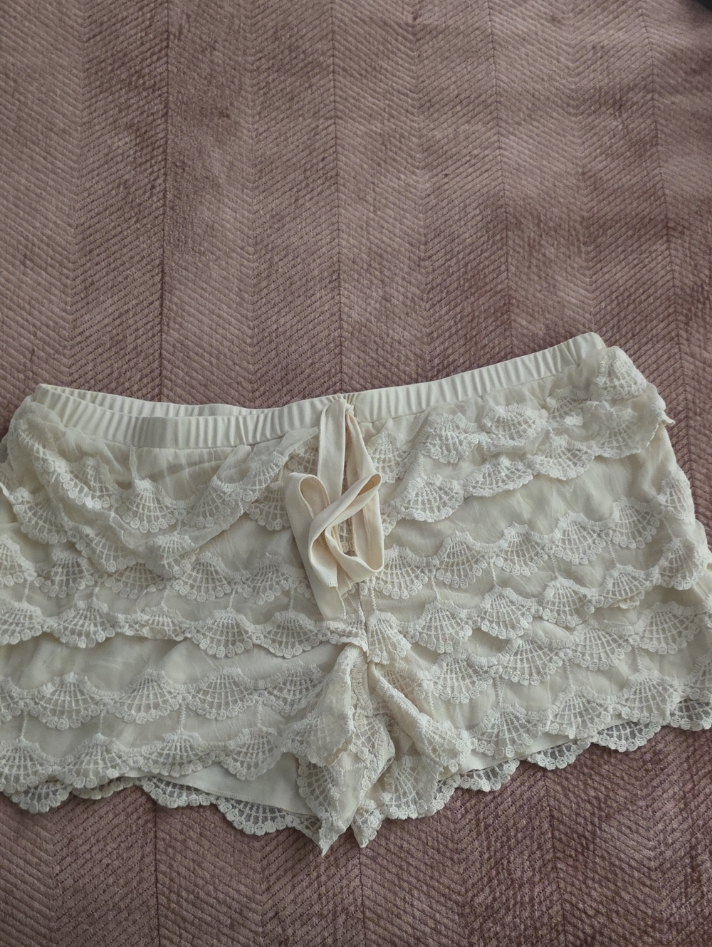 Rebellious One Ivory Lace Ruffle Sleep Shorts